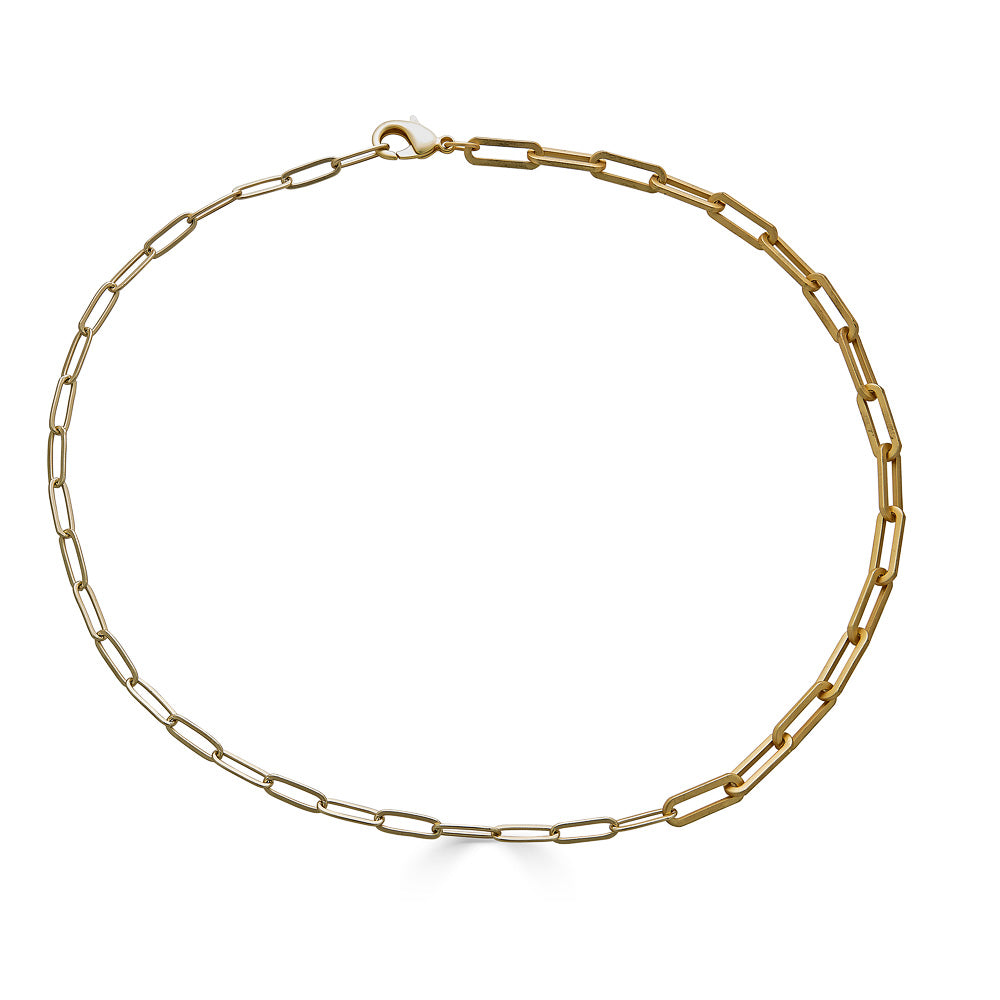 Matte Gold Mixed Paperclip Layering Chain