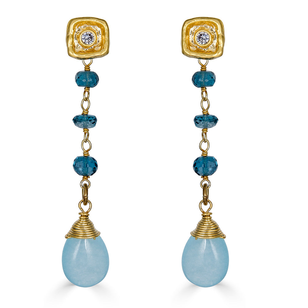 Aquamarine and London Blue Topaz Earrings Loni Paul Jewelry