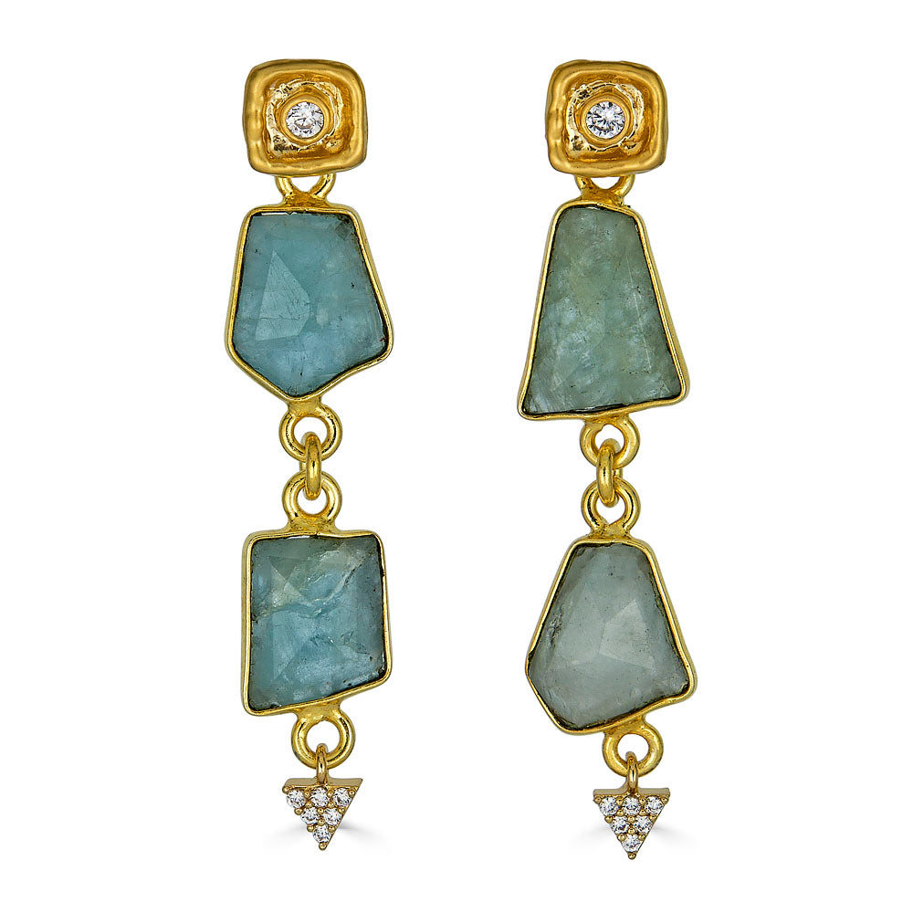 aquamarine gold earrings