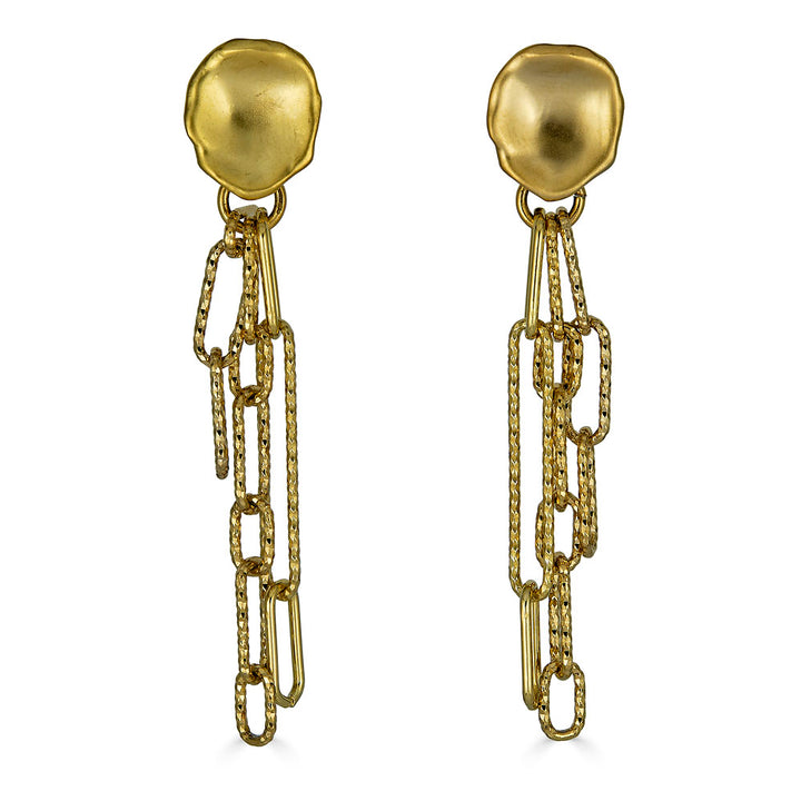 a gold paperclip chain earring