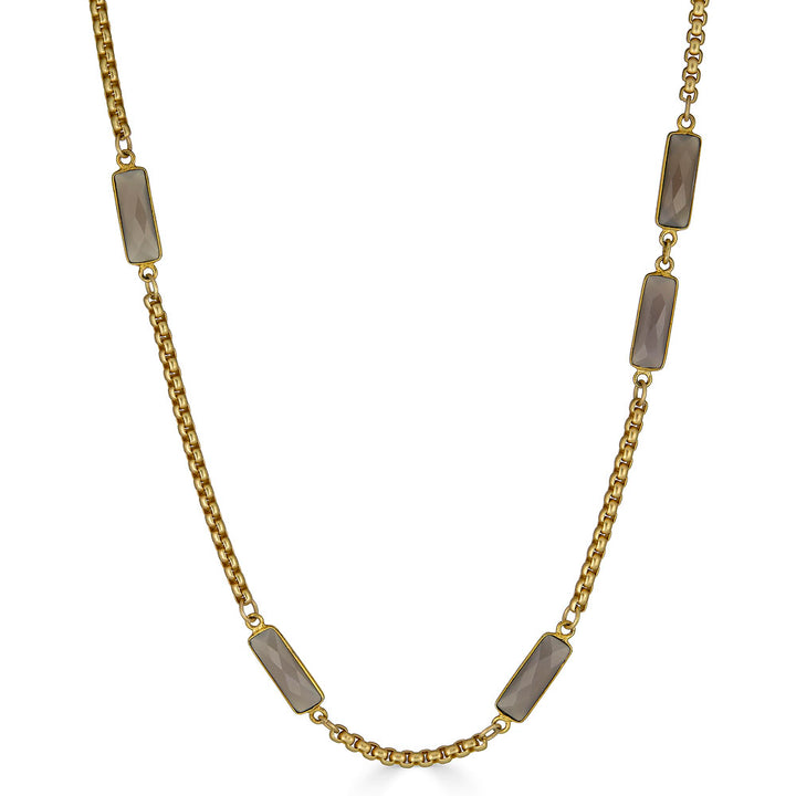 Gray Moonstone Baguette Short Necklace