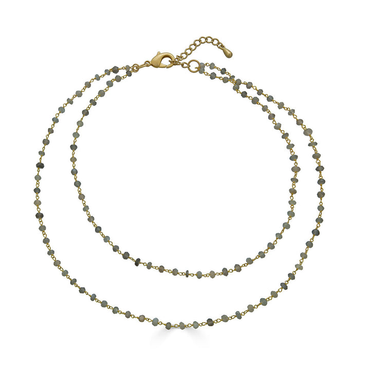 Two Strand Delicate Gray Moonstone Necklace