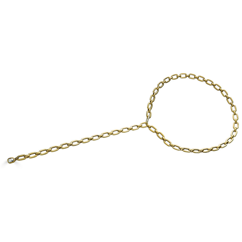 a long oval chain gold lariat