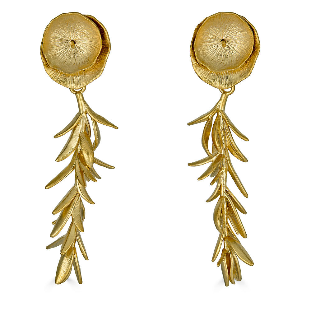 a gold branch dangle earring