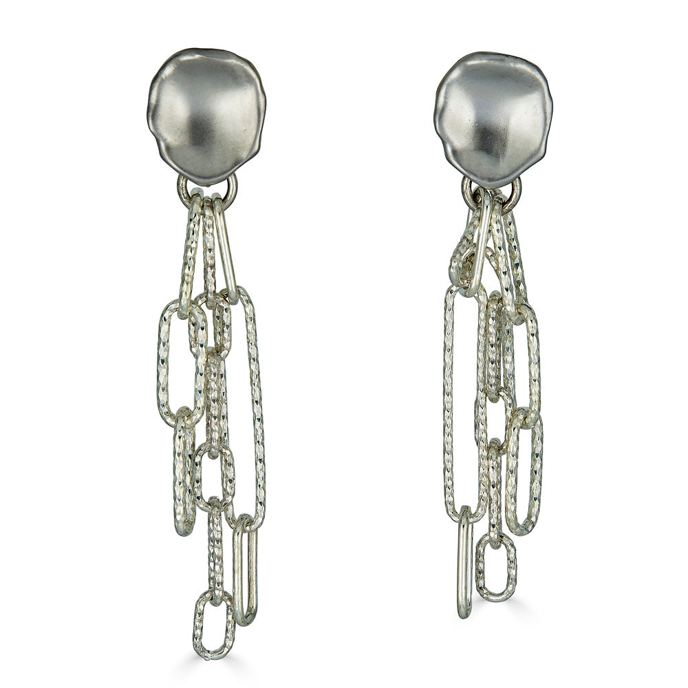 a silver paperclip chain earring