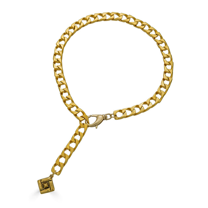 Square Curb Chain Lariat Necklace