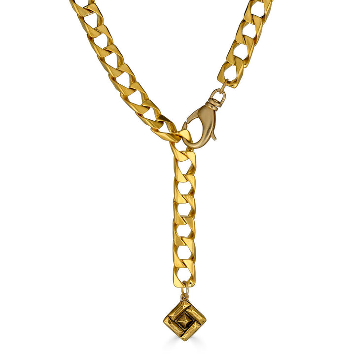 Square Curb Chain Lariat Necklace