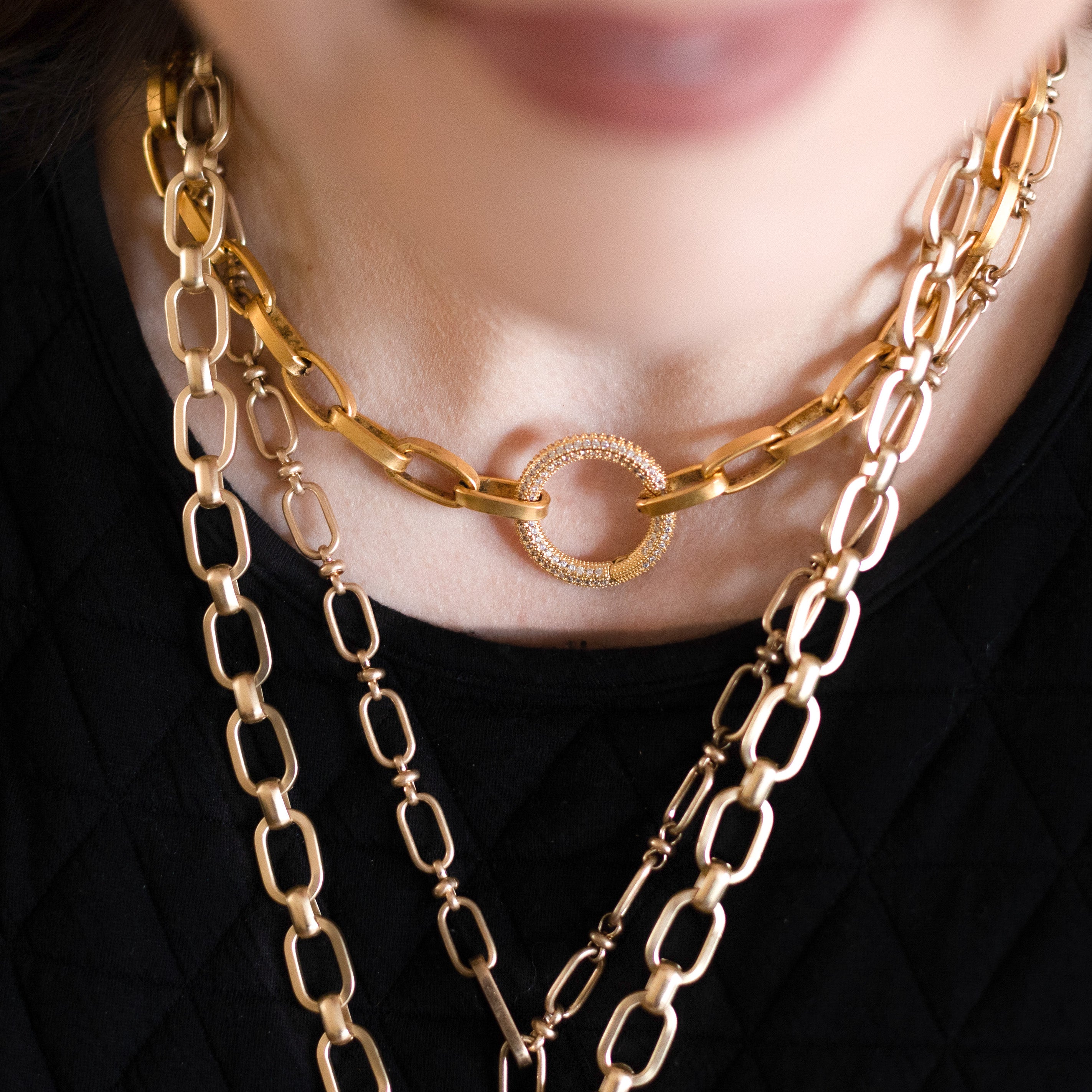 Buy Gold Interlocking Industrial Chain Necklace Chunky Necklace Statement Gold  Necklace Gold Necklaces for Women Online in India - Etsy